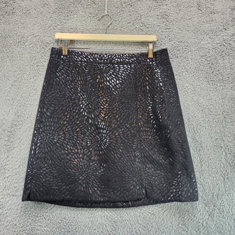 Loft Straight & Pencil Skirt Women's 10T Black Metallic Side Zip Summer Chic